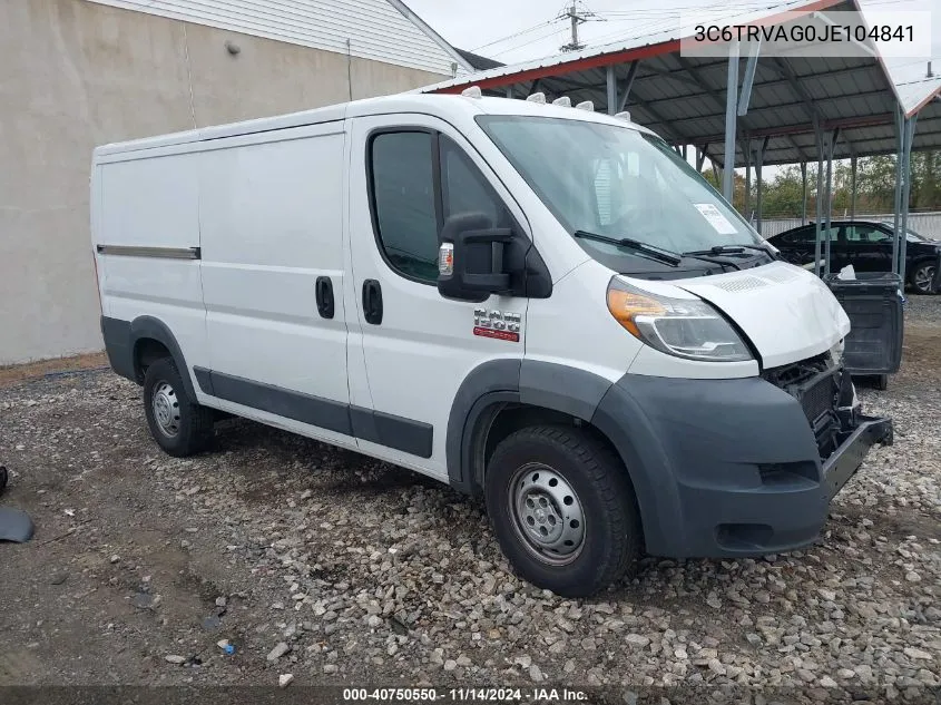 2018 Ram Promaster 1500 Low Roof 136 Wb VIN: 3C6TRVAG0JE104841 Lot: 40750550