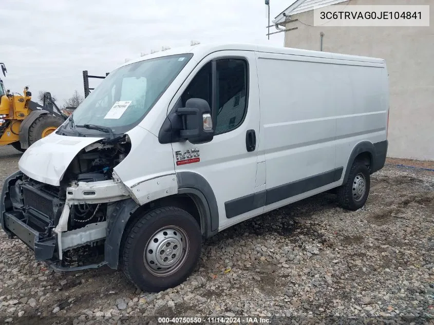 2018 Ram Promaster 1500 Low Roof 136 Wb VIN: 3C6TRVAG0JE104841 Lot: 40750550