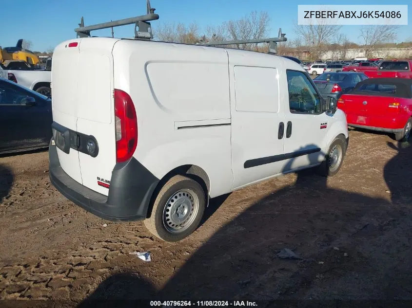 2018 Ram Promaster City Tradesman VIN: ZFBERFABXJ6K54086 Lot: 40796264