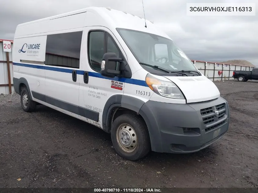 2018 Ram Promaster 3500 High Roof 159 Wb VIN: 3C6URVHGXJE116313 Lot: 40798710