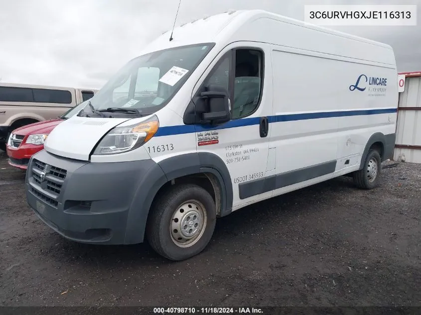 2018 Ram Promaster 3500 High Roof 159 Wb VIN: 3C6URVHGXJE116313 Lot: 40798710