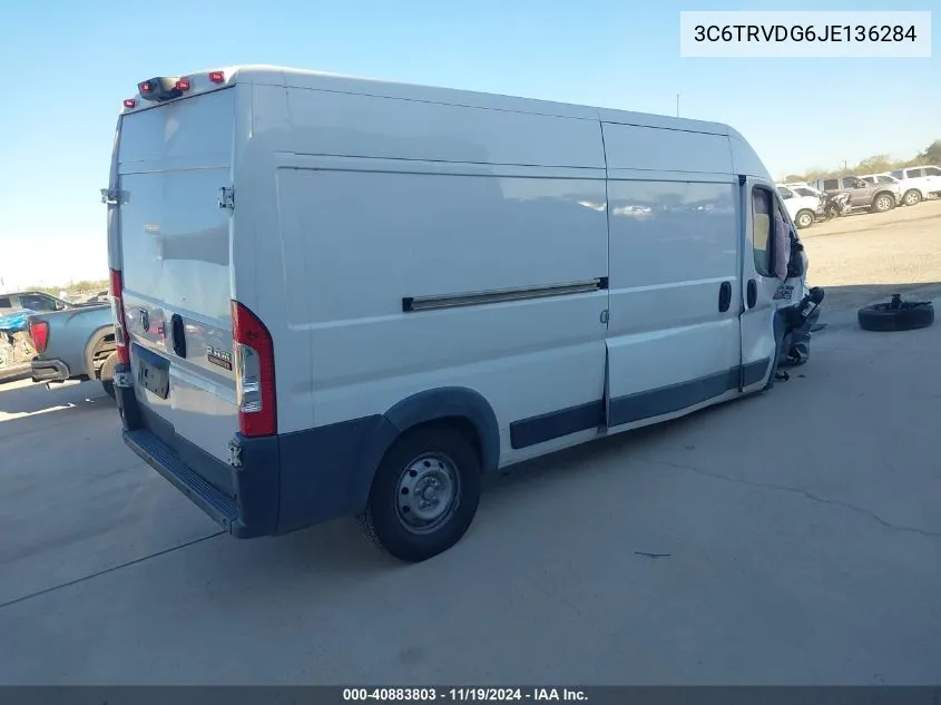 2018 Ram Promaster 2500 High Roof 159 Wb VIN: 3C6TRVDG6JE136284 Lot: 40883803