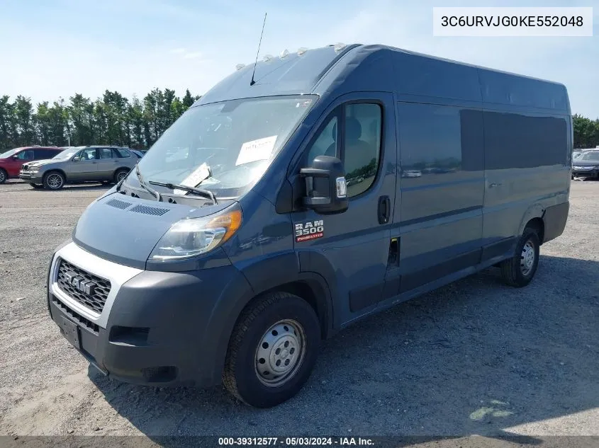 2019 Ram Promaster 3500 Cargo Van High Roof 159 Wb Ext VIN: 3C6URVJG0KE552048 Lot: 39312577