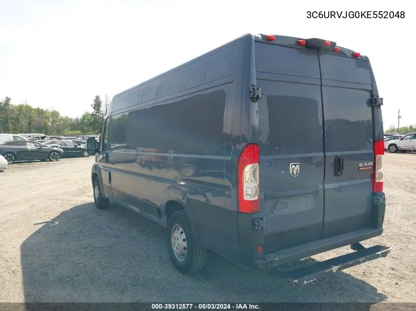 2019 Ram Promaster 3500 Cargo Van High Roof 159 Wb Ext VIN: 3C6URVJG0KE552048 Lot: 39312577