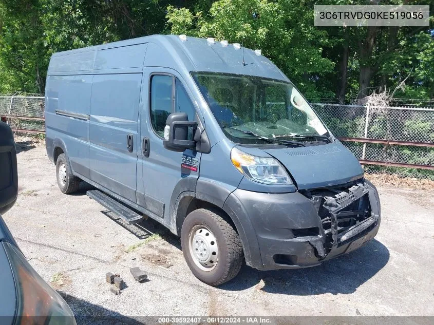 2019 Ram Promaster 2500 High Roof 159 Wb VIN: 3C6TRVDG0KE519056 Lot: 39592407