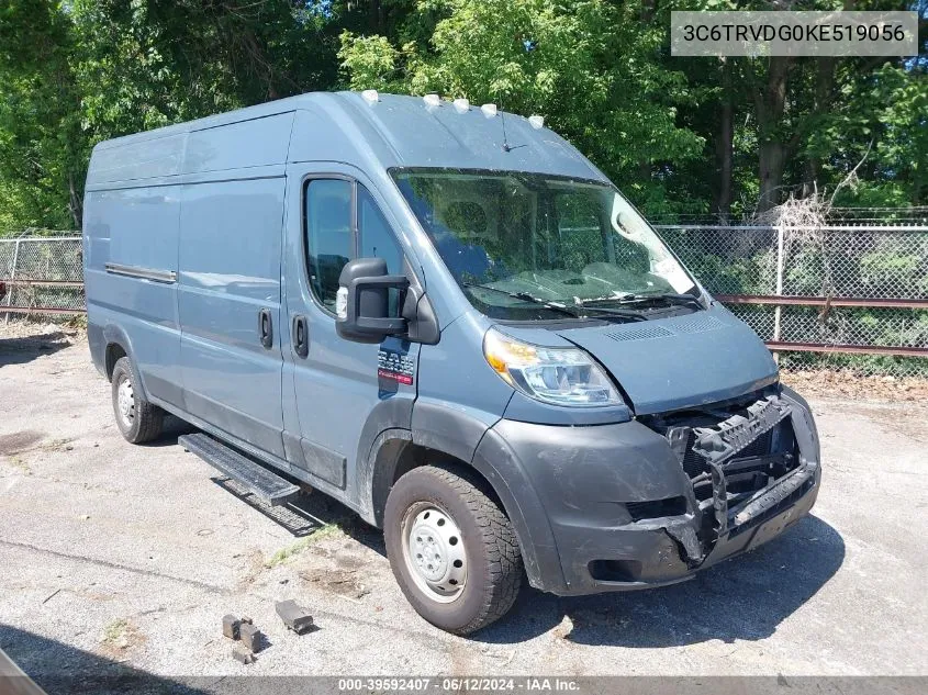 2019 Ram Promaster 2500 High Roof 159 Wb VIN: 3C6TRVDG0KE519056 Lot: 39592407