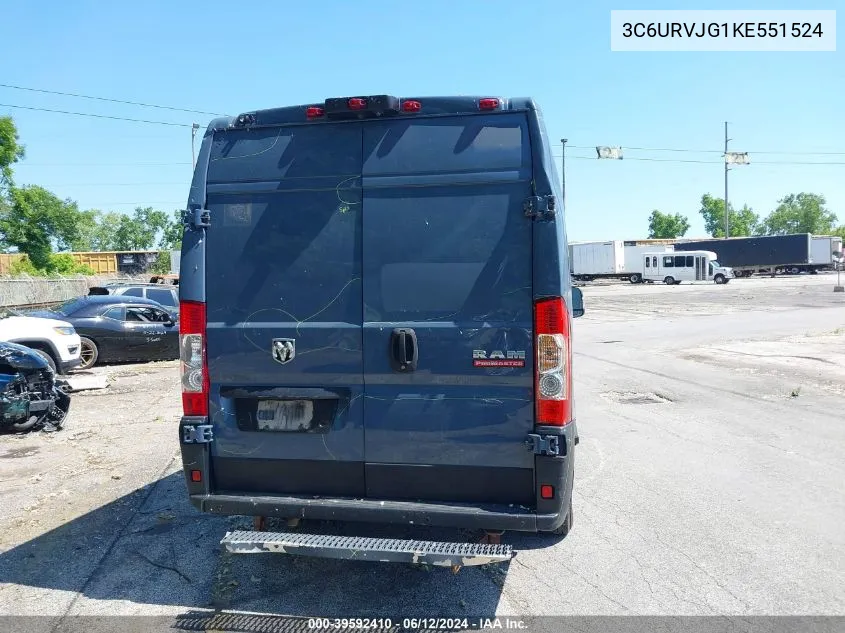 2019 Ram Promaster 3500 Cargo Van High Roof 159 Wb Ext VIN: 3C6URVJG1KE551524 Lot: 39592410