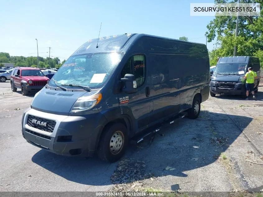 2019 Ram Promaster 3500 Cargo Van High Roof 159 Wb Ext VIN: 3C6URVJG1KE551524 Lot: 39592410