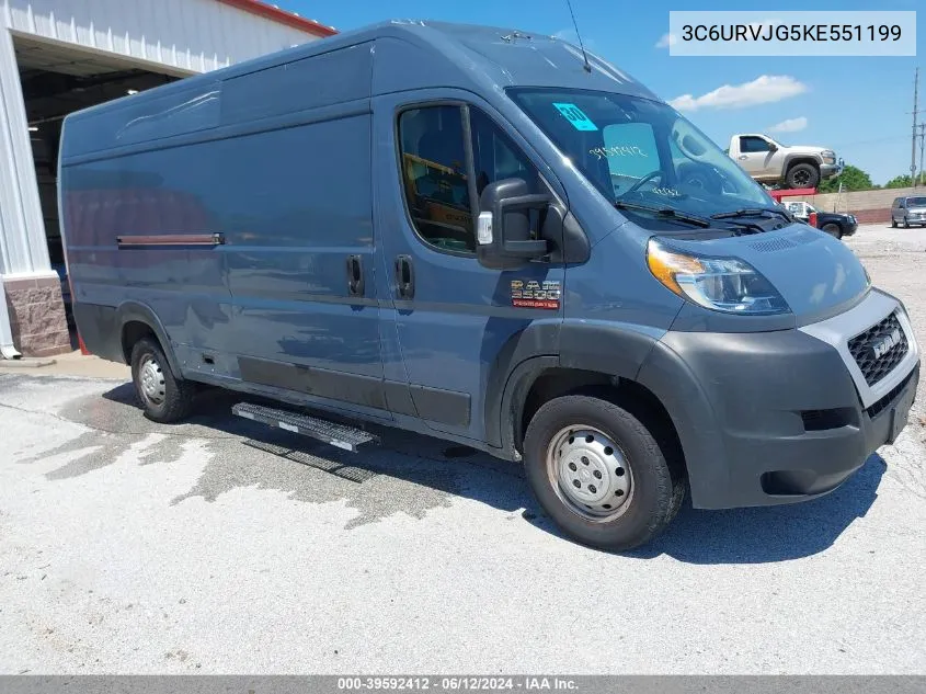 2019 Ram Promaster 3500 Cargo Van High Roof 159 Wb Ext VIN: 3C6URVJG5KE551199 Lot: 39592412