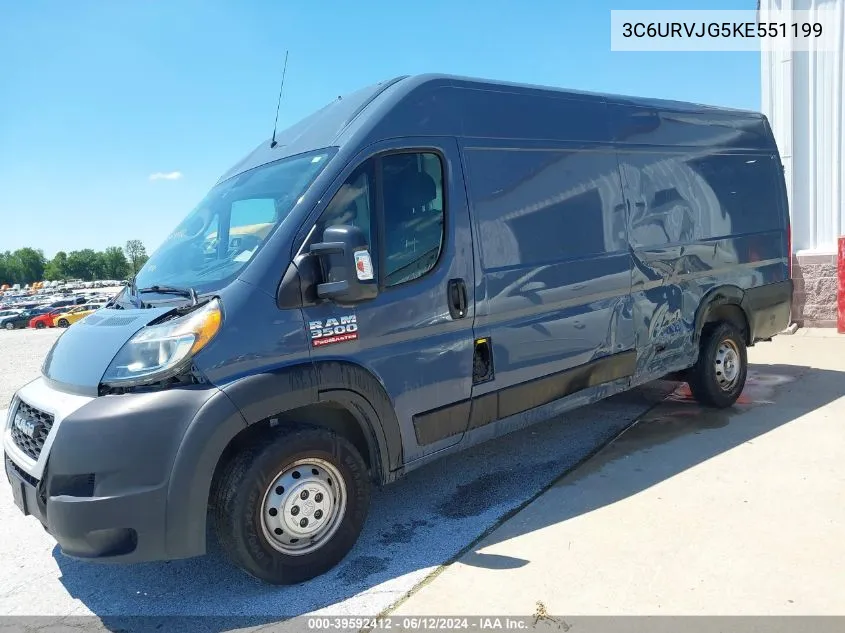 2019 Ram Promaster 3500 Cargo Van High Roof 159 Wb Ext VIN: 3C6URVJG5KE551199 Lot: 39592412