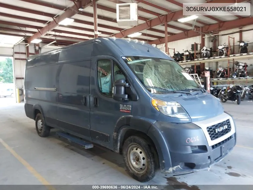 2019 Ram Promaster 3500 Cargo Van High Roof 159 Wb Ext VIN: 3C6URVJGXKE558021 Lot: 39690636