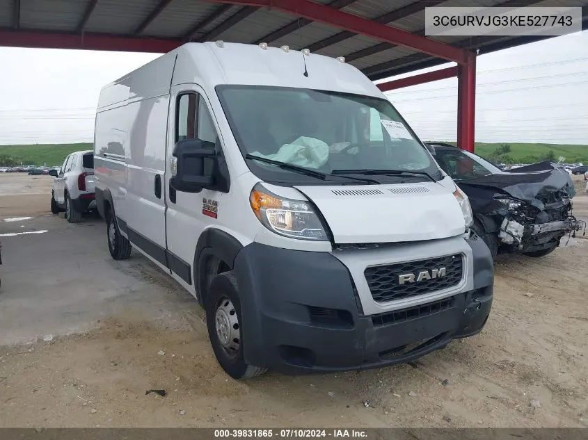 2019 Ram Promaster 3500 Cargo Van High Roof 159 Wb Ext VIN: 3C6URVJG3KE527743 Lot: 39831865