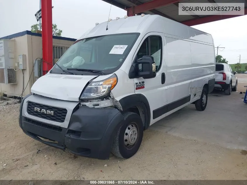 2019 Ram Promaster 3500 Cargo Van High Roof 159 Wb Ext VIN: 3C6URVJG3KE527743 Lot: 39831865