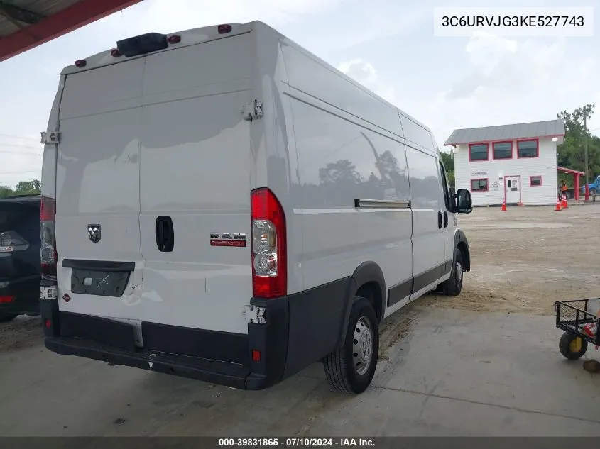 2019 Ram Promaster 3500 Cargo Van High Roof 159 Wb Ext VIN: 3C6URVJG3KE527743 Lot: 39831865