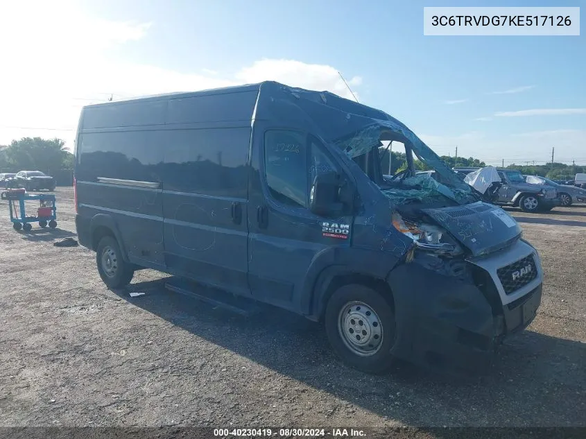 2019 Ram Promaster 2500 High Roof 159 Wb VIN: 3C6TRVDG7KE517126 Lot: 40230419