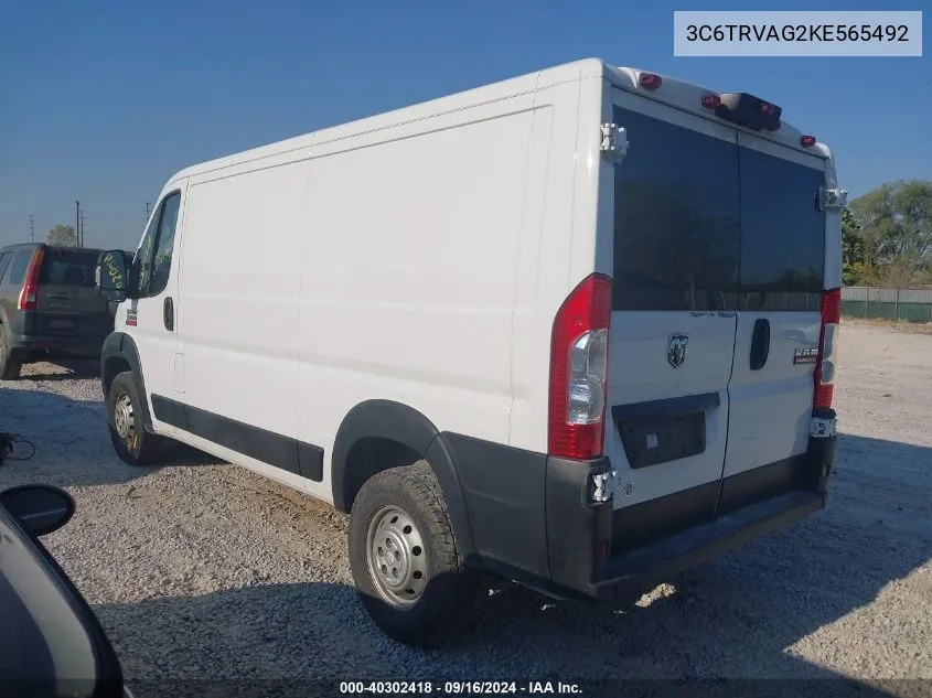 2019 Ram Promaster 1500 1500 Standard VIN: 3C6TRVAG2KE565492 Lot: 40302418