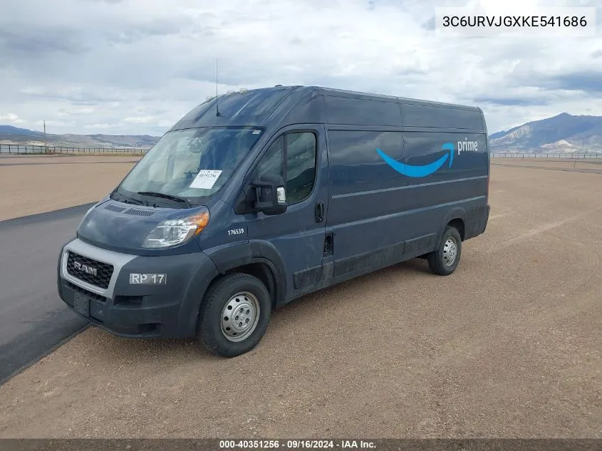 2019 Ram Promaster 3500 Cargo Van High Roof 159 Wb Ext VIN: 3C6URVJGXKE541686 Lot: 40351256