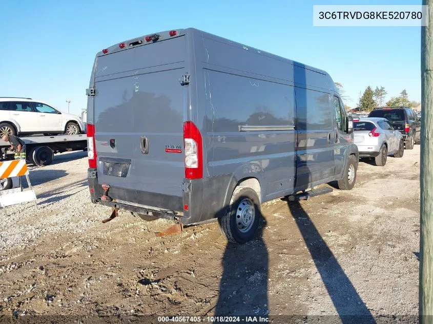 2019 Ram Promaster 2500 High Roof 159 Wb VIN: 3C6TRVDG8KE520780 Lot: 40567405