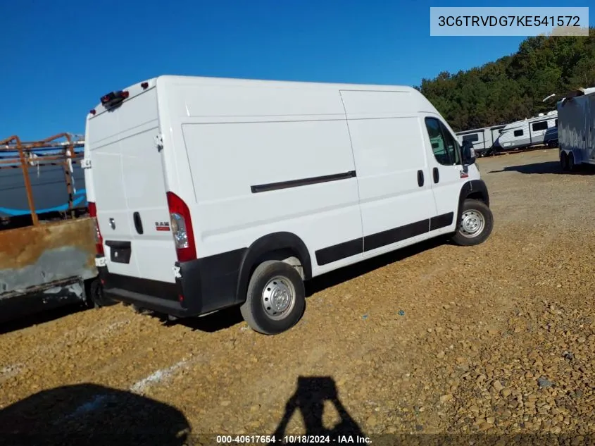 2019 Ram Promaster 2500 High Roof 159 Wb VIN: 3C6TRVDG7KE541572 Lot: 40617654