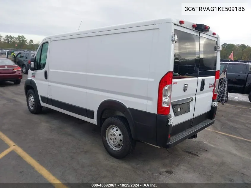 2019 Ram Promaster 1500 Low Roof 136 Wb VIN: 3C6TRVAG1KE509186 Lot: 40692067