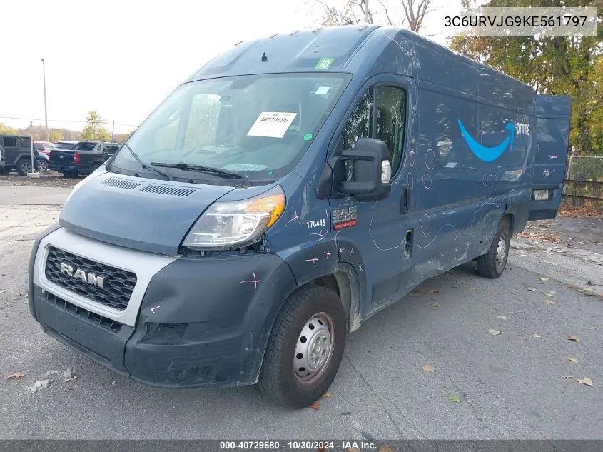 3C6URVJG9KE561797 2019 Ram Promaster 3500 Cargo Van High Roof 159 Wb Ext