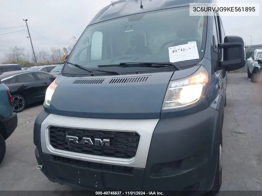 2019 Ram Promaster 3500 Cargo Van High Roof 159 Wb Ext VIN: 3C6URVJG9KE561895 Lot: 40745637