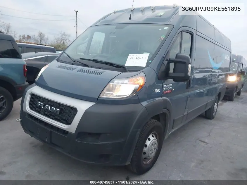 2019 Ram Promaster 3500 Cargo Van High Roof 159 Wb Ext VIN: 3C6URVJG9KE561895 Lot: 40745637