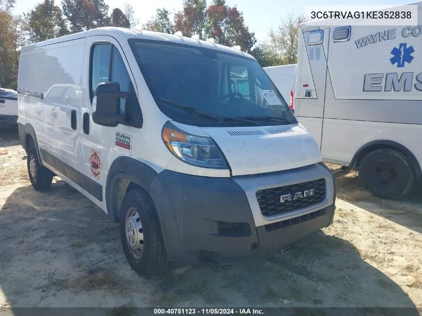 2019 Ram Promaster 1500 Low Roof 136 Wb VIN: 3C6TRVAG1KE352838 Lot: 40751123