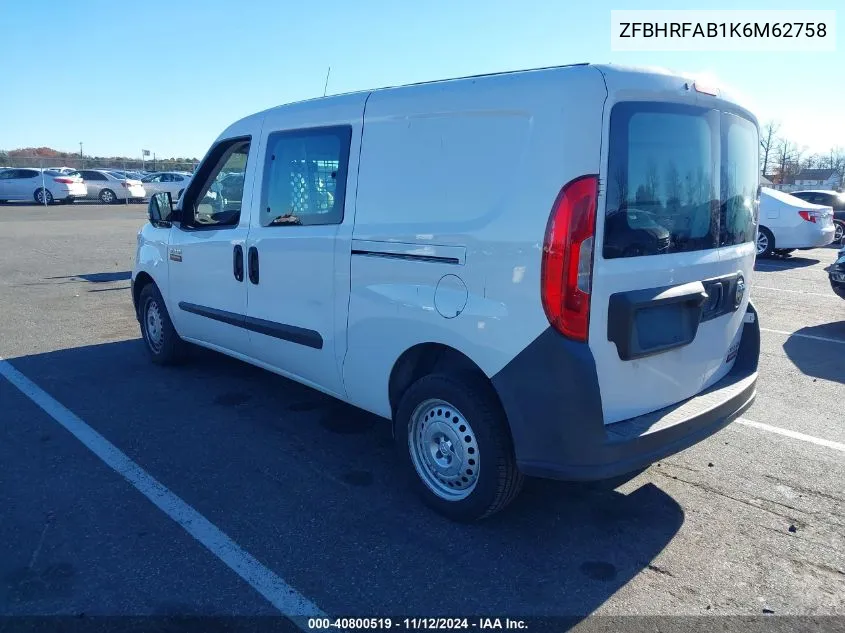 2019 Ram Promaster City Tradesman VIN: ZFBHRFAB1K6M62758 Lot: 40800519