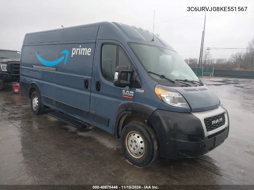 2019 Ram Promaster 3500 Cargo Van High Roof 159 Wb Ext VIN: 3C6URVJG8KE551567 Lot: 40875446