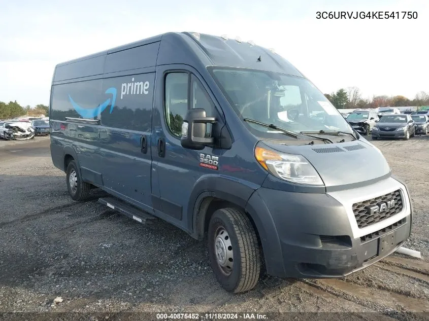 2019 Ram Promaster 3500 Cargo Van High Roof 159 Wb Ext VIN: 3C6URVJG4KE541750 Lot: 40875452