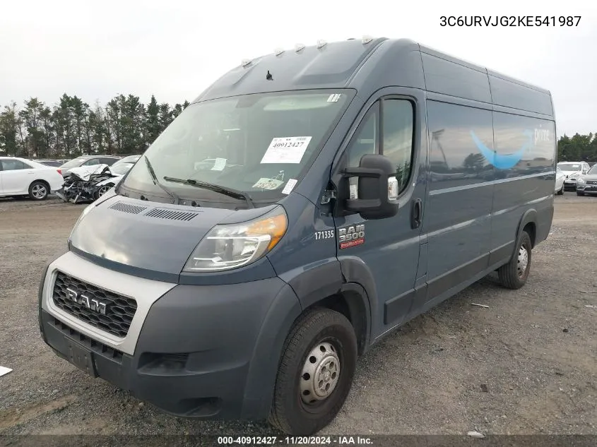 2019 Ram Promaster 3500 Cargo Van High Roof 159 Wb Ext VIN: 3C6URVJG2KE541987 Lot: 40912427