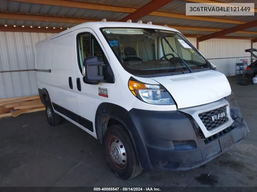 2020 Ram Promaster 1500 Low Roof 136 Wb VIN: 3C6TRVAG4LE121449 Lot: 40085547