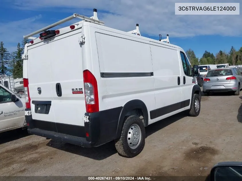 2020 Ram Promaster 1500 Low Roof 136 Wb VIN: 3C6TRVAG6LE124000 Lot: 40267431