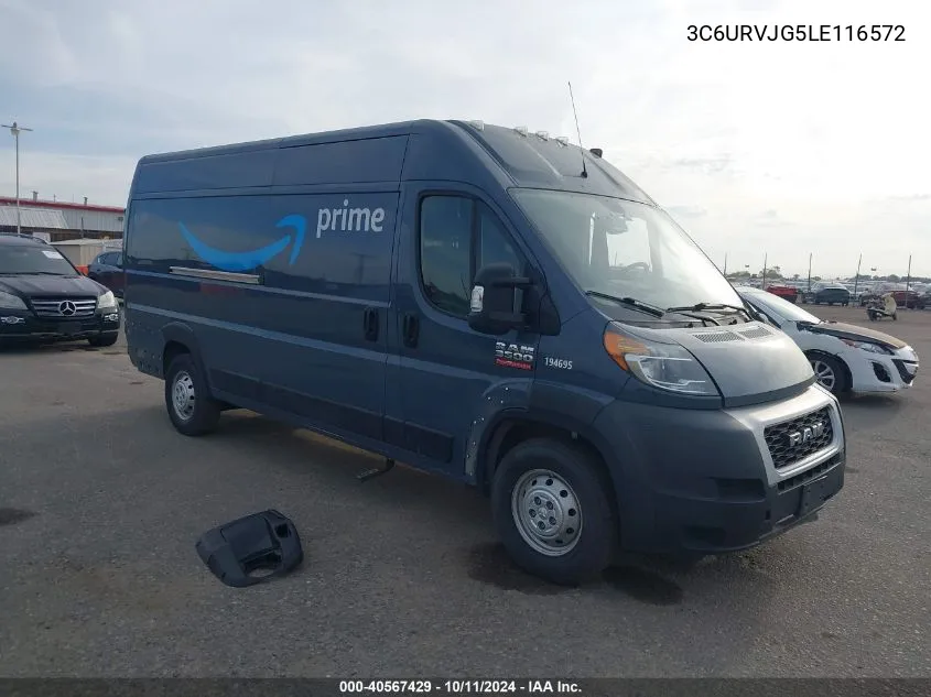 2020 Ram Promaster 3500 Cargo Van High Roof 159 Wb Ext VIN: 3C6URVJG5LE116572 Lot: 40567429