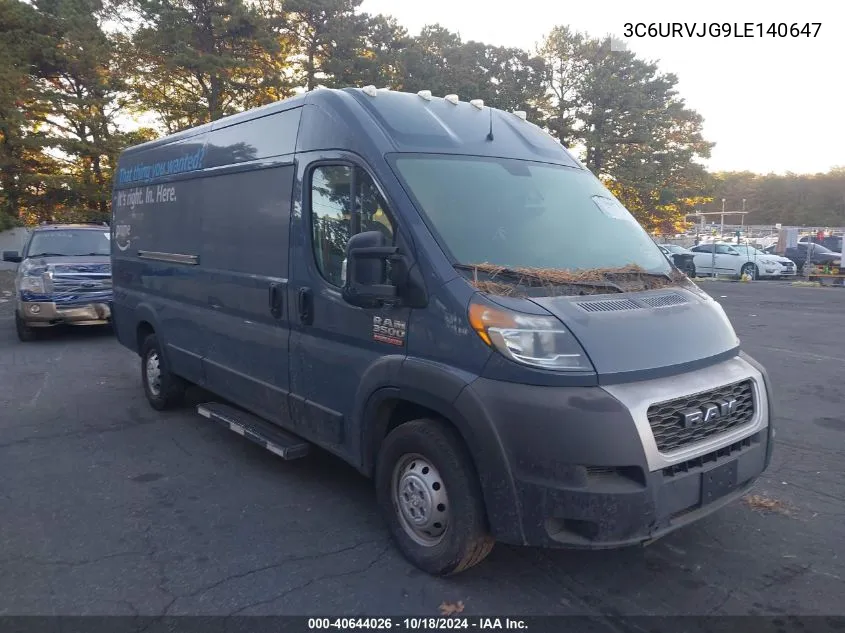 2020 Ram Promaster 3500 Cargo Van High Roof 159 Wb Ext VIN: 3C6URVJG9LE140647 Lot: 40644026