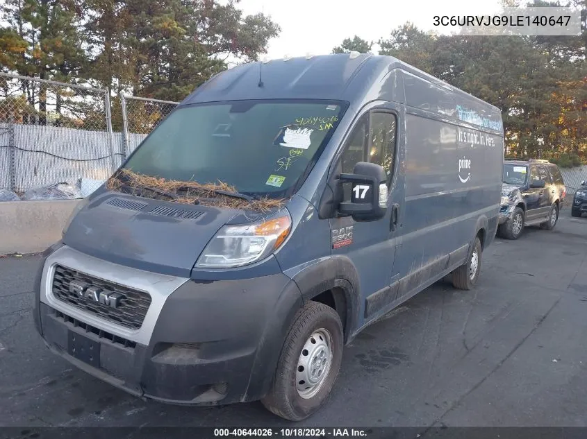 2020 Ram Promaster 3500 Cargo Van High Roof 159 Wb Ext VIN: 3C6URVJG9LE140647 Lot: 40644026