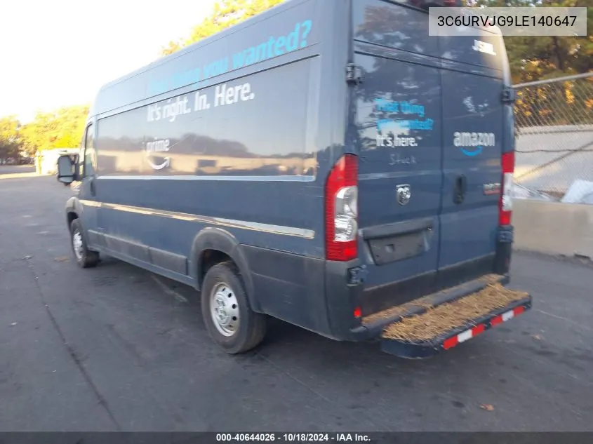 2020 Ram Promaster 3500 Cargo Van High Roof 159 Wb Ext VIN: 3C6URVJG9LE140647 Lot: 40644026