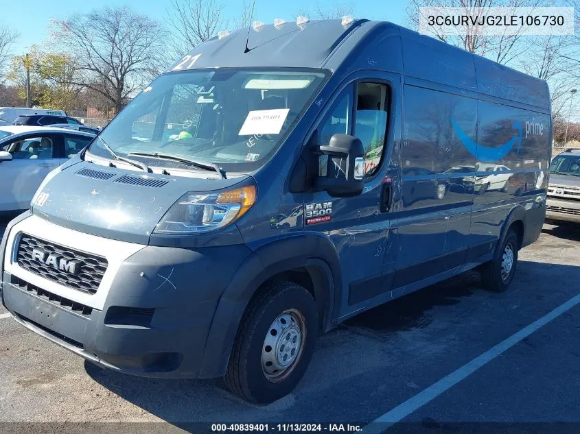 2020 Ram Promaster 3500 Cargo Van High Roof 159 Wb Ext VIN: 3C6URVJG2LE106730 Lot: 40839401