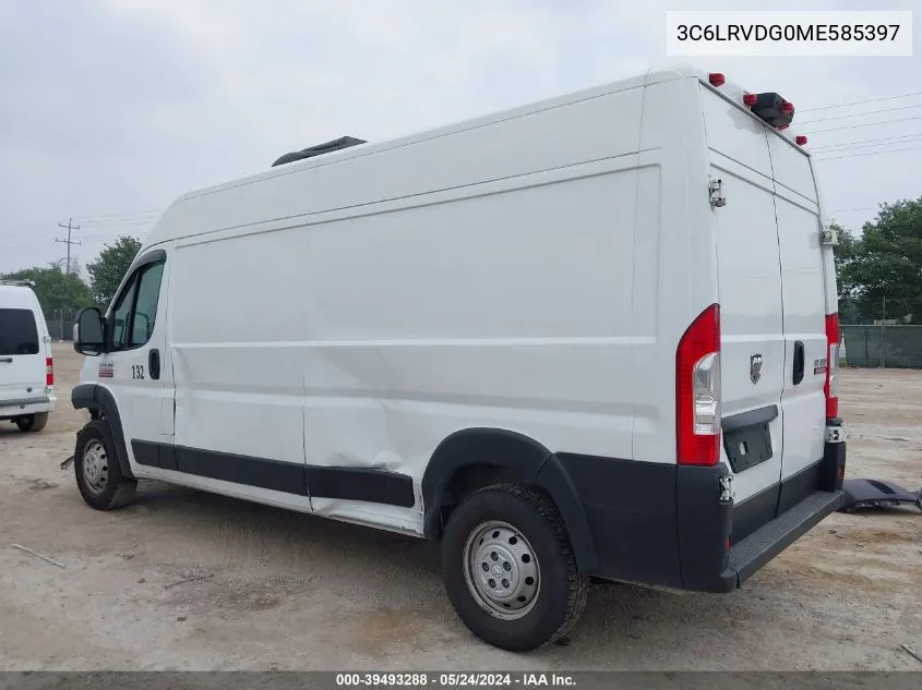 2021 Ram Promaster 2500 High Roof 159 Wb VIN: 3C6LRVDG0ME585397 Lot: 39493288