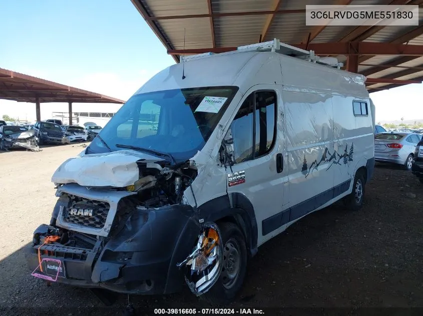 2021 Ram Promaster 2500 High Roof 159 Wb VIN: 3C6LRVDG5ME551830 Lot: 39816605