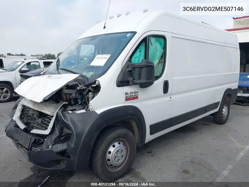 2021 Ram Promaster 2500 High Roof 159 Wb VIN: 3C6ERVDG2ME507146 Lot: 40131294