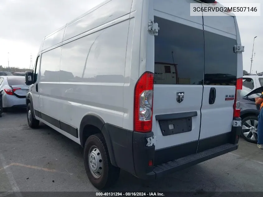 2021 Ram Promaster 2500 High Roof 159 Wb VIN: 3C6ERVDG2ME507146 Lot: 40131294