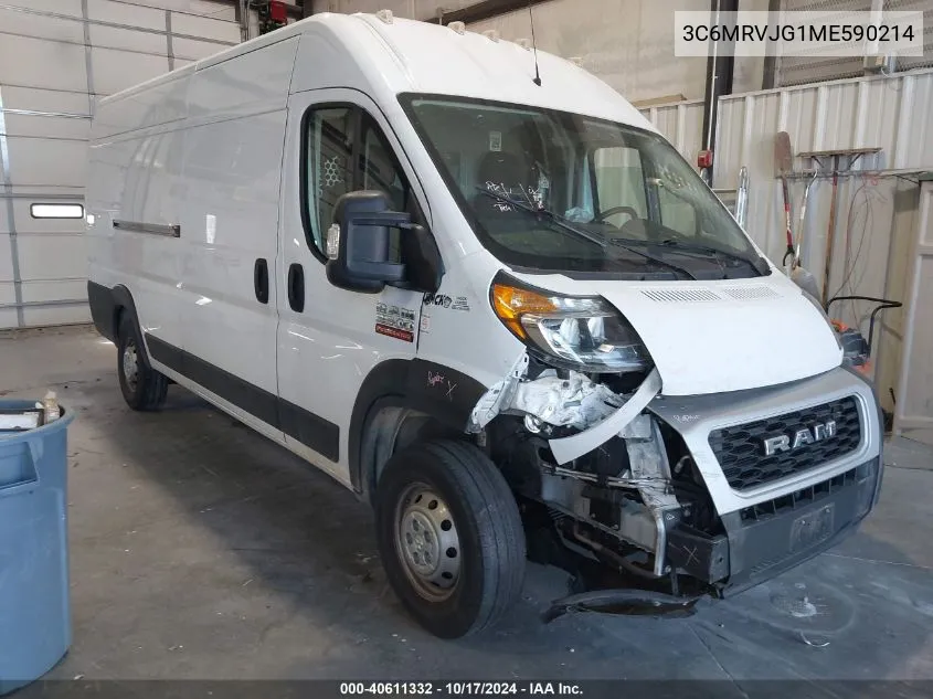 2021 Ram Promaster 3500 Cargo Van High Roof 159 Wb Ext VIN: 3C6MRVJG1ME590214 Lot: 40611332