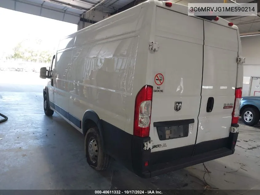 2021 Ram Promaster 3500 Cargo Van High Roof 159 Wb Ext VIN: 3C6MRVJG1ME590214 Lot: 40611332