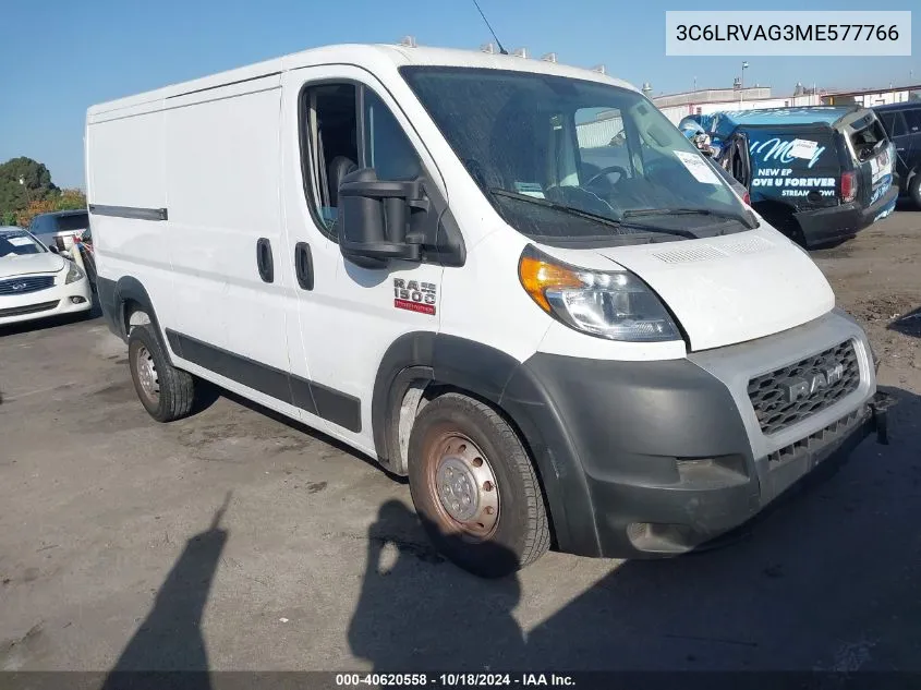 2021 Ram Promaster 1500 Low Roof 136 Wb VIN: 3C6LRVAG3ME577766 Lot: 40620558