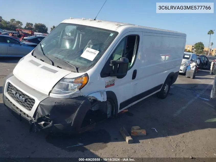 2021 Ram Promaster 1500 Low Roof 136 Wb VIN: 3C6LRVAG3ME577766 Lot: 40620558