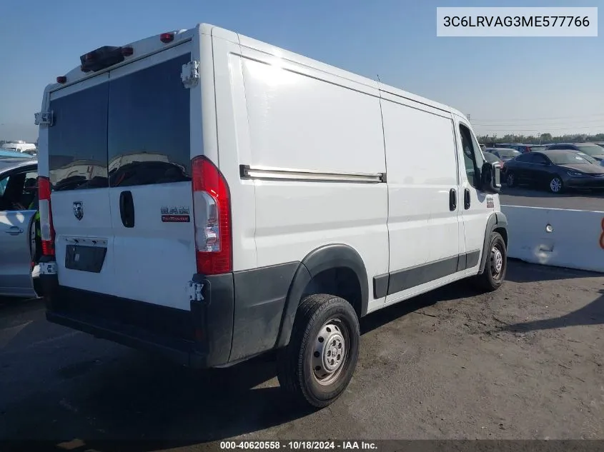 2021 Ram Promaster 1500 Low Roof 136 Wb VIN: 3C6LRVAG3ME577766 Lot: 40620558