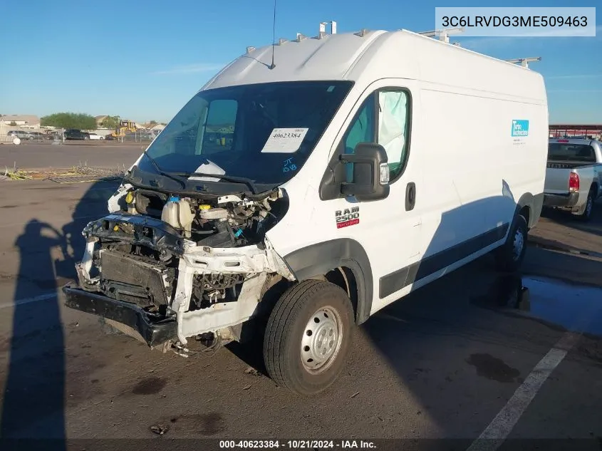 2021 Ram Promaster 2500 2500 High VIN: 3C6LRVDG3ME509463 Lot: 40623384