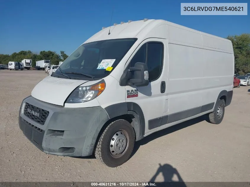 2021 Ram Promaster 2500 High Roof 159 Wb VIN: 3C6LRVDG7ME540621 Lot: 40631216